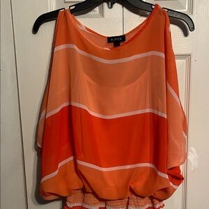 A. Byer Vibrant Orange Striped Blouse